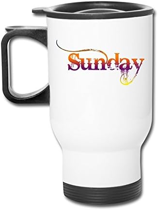 Sunday Happy Day Aluminum White Travel Mug, 12 Ounces