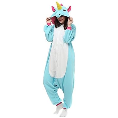 Beautyjourney Combinaison Pyjama,Flanelle Licorne Cartoon Animal Fantaisie NoëL Pyjama Cosplay (Bleu, S)