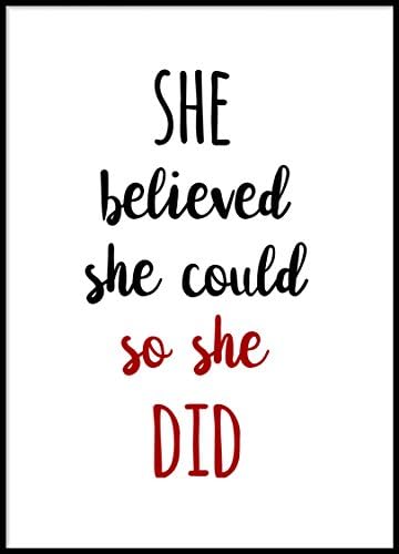 She Believed She Could So She Did Young Girl Present Motivational Art Bedroom