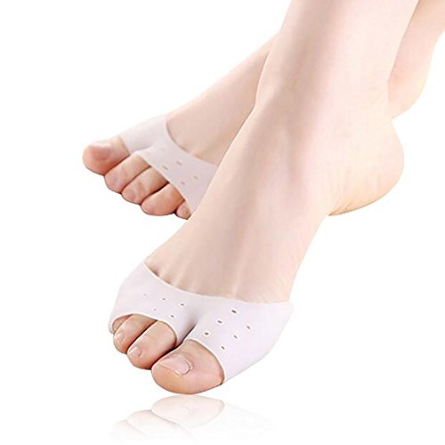 JIAHAO - 1 par de almohadillas protectoras para dedos del pie, correctoras, diseño de agujero suave para evitar callos y ampollas