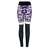 TianWlio Leggings Damen Frauen Mode Tarnung Hohe Taille Gefaltete Sport Gym Yoga Athletische Hosen Lila M