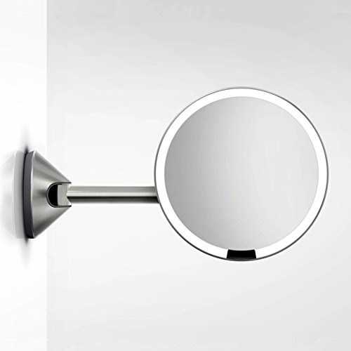 simplehuman Edelstahl, Netzteil, Kabel Wandhalterung Sensor Spiegel mit 5-fach Vergrößerung, Silber - 3