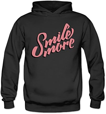 Utas66 Women's Roman Atwood Smile More Hooded Sweatshirt -  Black - 
