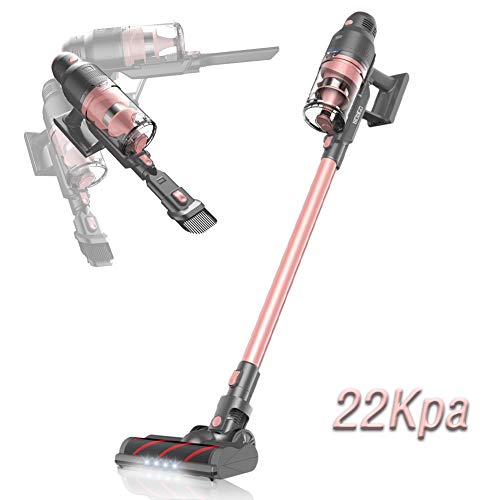 WOWGO Aspirateur Balai,sans Fil sans Sac,22000Pa,Brosse de Nettoyage 2 en 1 Améliorée,3-Vitesses,Autonomie 40mins,25.9V, Batterie Amovible,Léger