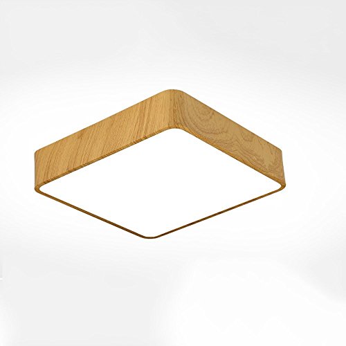 Preisvergleich Produktbild HOMEE Kronleuchter-Moderne japanische Art Led Deckenleuchte Holzmaserung Aluminium Deckenleuchte Square, Wohnzimmer Büro Schlafzimmer Deckenleuchte, 40 Cm * 40 Cm Wshceillamp,Warmes Licht