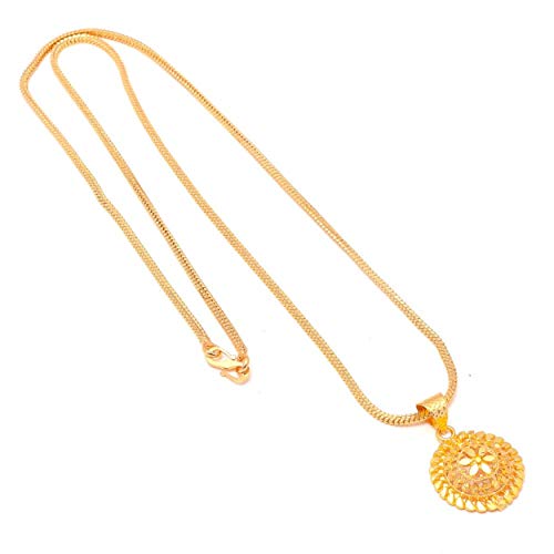 Gold Plated Copper Long Chain Pendant 