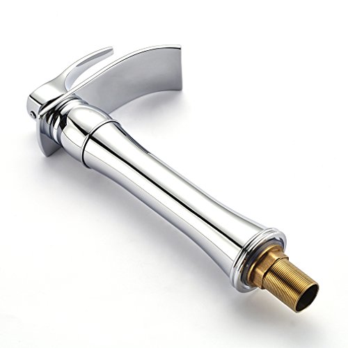 BONADE® Hoher Auslauf Einhebel-Waschtischarmaturen Wasserfall Wasserhahn Armatur Bad für Badezimmer Waschbecken, 59 Kupfer, Chrom - 5