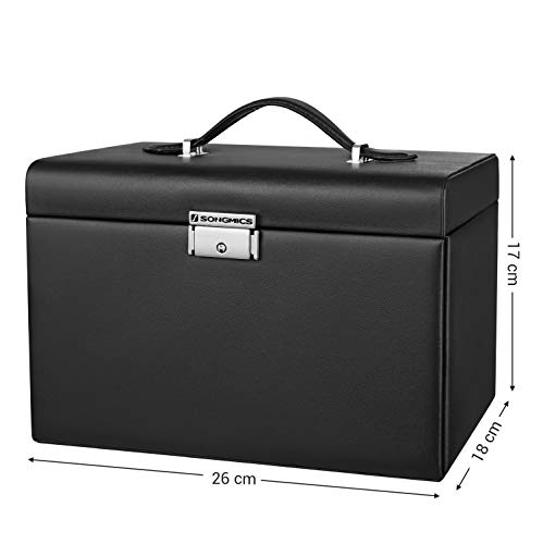 Songmics Schmuckkästchen Schmuckkoffer mit 2 Schubladen Spiegel JBC121B - 7