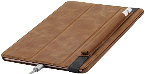 StilGut Couverture Case, Hülle aus feinstem Leder mit Pencil Halter für das Apple iPad Pro 9,7″ (2016), Cognac Vintage - 8