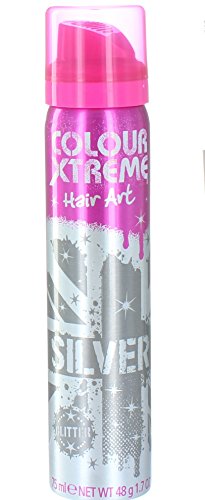 Colour Xtreme Temporary Coloured Hair Art Spray 75ml-Silver Glitter