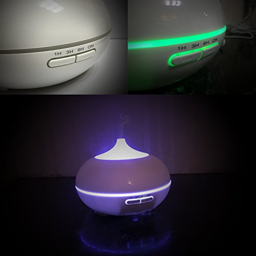 Aroma Diffuser, MaxTronic 300ML ätherisches Öl Diffusor Elektro Ultraschall Luftbefeuchter mit kühlem Nebel Aromatherapie mit 7 farbenwechselnde LED Licht, automatisch Zeitgeber und Wasserlos automatische Abschaltung Luftreiniger für Heim, Schlafzimmer, Babyzimmer, Spa, Yoga, Büro - 6