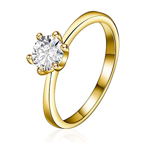 Preisvergleich Produktbild Tuipong-Gold-Antiallergiker-Ring mit Zirkon, einzigartige Strukturringe, Geschenk zum Jubiläum, Verlobung, 7# (16.8 mm)