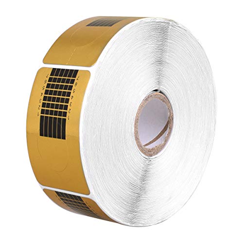 OZUAR 1 Rolle / 500 Stück Nagel Schablonen Selbstklebende Modellier Schablone SQUARE-GOLD für Nailart Gel-Nägel künstliche Nagel-Verlängerung (Gold)