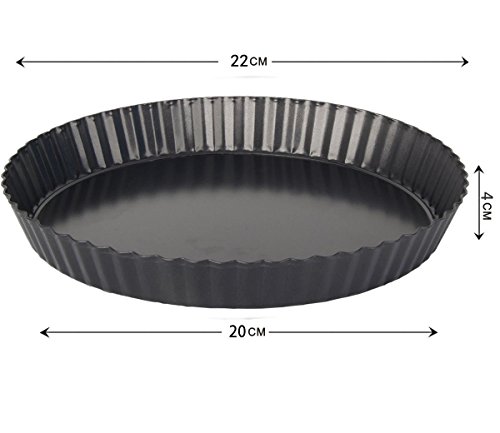 SIMINLIU Quicheform und Obstkuchenform mit Hebeboden FDA gute Antihaftbeschichtung 23CM schwarz - 6