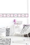 lovely label Bordüre selbstklebend STERNE GRAU/ROSA – Wandbordüre Kinderzimmer / Babyzimmer mit Sternen in versch. Farben – Wandtattoo Schlafzimmer Mädchen & Junge, Wanddeko Baby / Kinder - 2