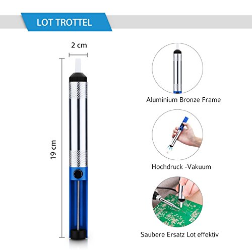 Lötkolben, HoLife Lötset【Neuste Version】60W Lötstation Einstellbarer Temperatur (200°C-450°C) mit 5pcs Eisen Lötspitze, Solder Sucker, Lötkolben Ständer, Lötzinn, Pinzetten für Holz, Brandmalerei,usw (60W 220V) - 4