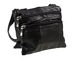 Lorenz Ladies Small Genuine Soft Leather Cross Body / Shoulder Bag (1) # 1941 - Black