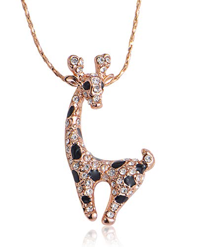 KOLOVEADA Collar de Las Mujeres Collar de Cristal 18 Quilates de Oro Rosa Jirafa Collar Colgante para la Boda de Navidad Día de la Madre de San Valentín Regalo