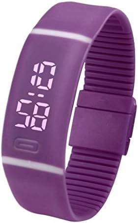 Tonsee Mens Womens Rubber LED Watch Date Sports Bracelet Digital Wrist Watch, Purple