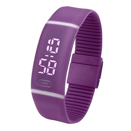Tonsee Mens Womens Rubber LED Watch Date Sports Bracelet Digital Wrist Watch, Purple