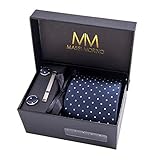✅UMFANGREICHER BOXINHALT: Das hochwertige Geschenkset beinhaltet eine Herrenkrawatte, ein Kavalierstuch, Cufflinks und eine silberne Krawattenklammer. Die beiliegende Schritt-für-Schritt-Anleitung erleichtert Dir das richtige Binden eines klassischen Windsor Knotens.