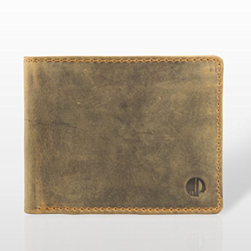 Preisvergleich Produktbild Marc Picard Handgemachte einzigartige Männer LEDER Portemonnaie GELDBÖRSE Kartenbörse BRIEFTASCHE Geldbeutel KARTENETUI Wallet –Vintage Kalbsleder Länge: 12 cm - Breite: 9,5 cm - Tiefe: 2 cm (Tan)