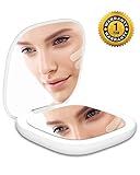 ❤ 2-Fach Vergrößerung - Eine Seite des Spiegels vergrößert 2-fach für Nahaufnahme, wodurch Sie Ihr Make-Up detailliert setzen können. Die andere Seite bildet 1 zu 1 ab und eignet sich, geeignet für zarte Make-up, geeignet für Reisen, Büro, zu Hause.