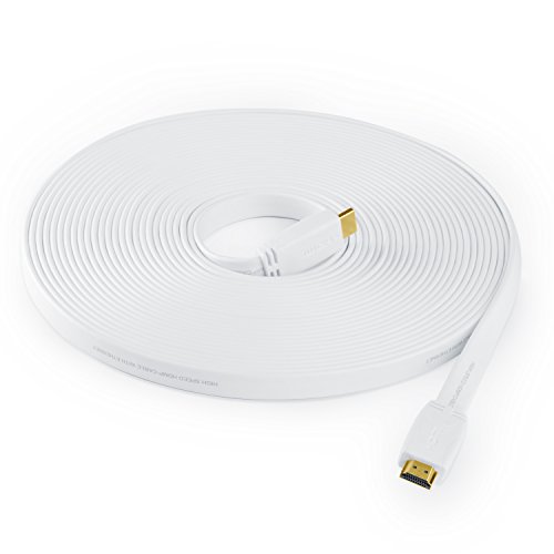 12,5m – Full HD ultraflaches HDMI Kabel 1.4a with Ethernet | neues Modell 2015 / Kabel 3 fach geschirmt / inkl. Stecker- und Kontaktschirmung | Full HD 1080p | 3D / ARC / CEC | 12,5 Meter - 3
