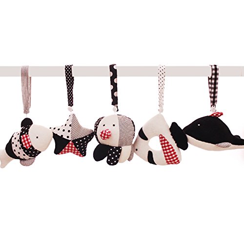SHILOH Baby Crib Stroller Carseat Decoration 5PCS Sea Animals, White and Black (Sea animals)