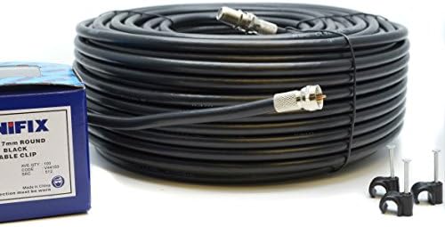 SSL Satellites 5 Meter RG6 Satellite TV Coax Cable Extension Kit with Fitted F Connectors for Sky Q HD, Freesat & Virgin - (5 Meter, Black)