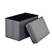 Produktbild [en.casa] Faltbarer Sitzhocker (48 x 32 x 32 cm)(grau) zugleich Aufbewahrungsbox - PU-Kunstleder