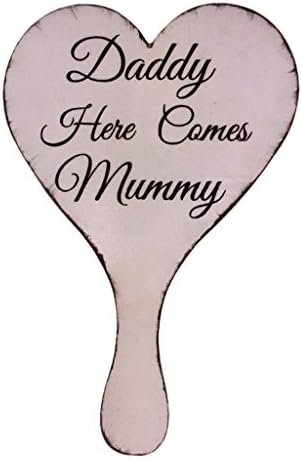 ivebetter Wedding Daddy Here Comes Mummy Wooden Hand Held Sign Plaque