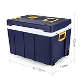 Réfrigérateur De Voiture 50L Bleu Foncé Voiture 12V/220V Accueil Mini Frigo Réfrigération/Chauffage Poignée À Main Roue Petit Réfrigérateur Réfrigérateur À Induction 61.5 * 42 * 42cm
