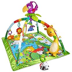 Fisher-Price Gimnasio deluxe animalitos de la selva, manta de juego bebé (Mattel DFP08)