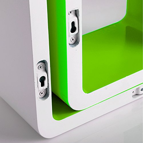 WOLTU RG9229gn 3er Set Lounge Cube Regal Retro Wandregal Bücherregal, MDF Holz, Weiß-Grün - 2