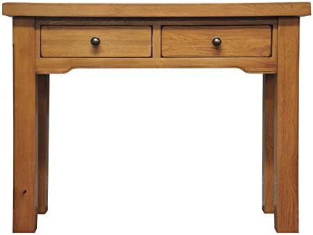Tewkesbury Oak 2 Drawer Large Console Table in Light Oak Finish | Wooden Telephone Table