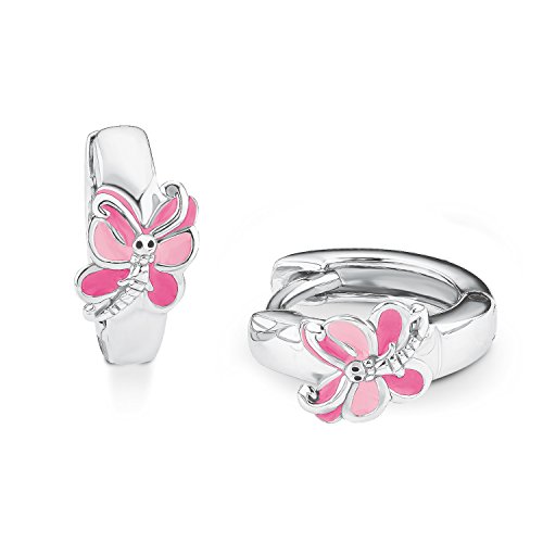 Preisvergleich Produktbild Prinzessin Lillifee Kinder-Creolen Mädchen Schmetterling 925 Silber Emaille pink