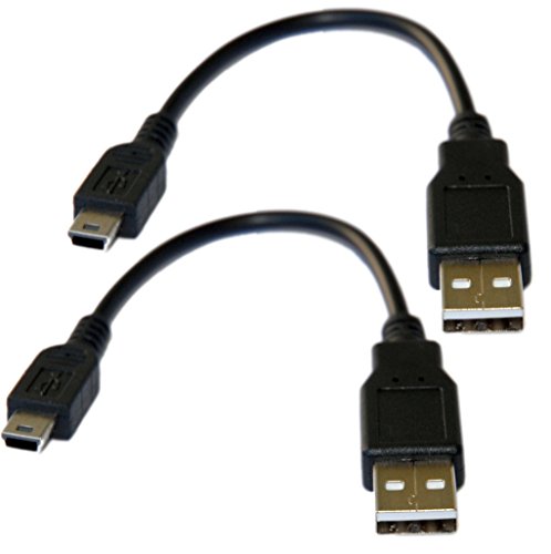 valonic 16,5cm ultra kurzes Mini USB Kabel, 2 Stück, Datenkabel und Ladekabel, Kontakte innen vergoldet, USB A to Mini, sehr kurz, schwarz, 30 AWG