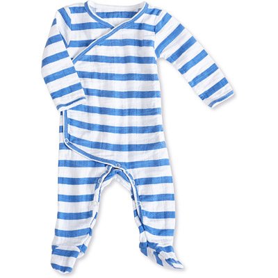 aden + anais Kimono Body Suit (3 to 6 Months, Long Sleeve, Ultramarine Blazer Stripe, 1-Piece)