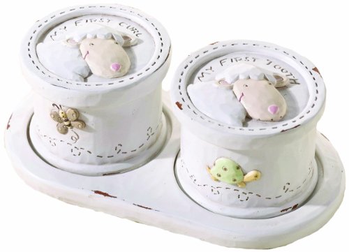 Lillian Rose Keepsake Tooth and Curl Box, Little Lamb, 5.5" x 1.75"
