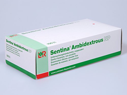 L&R: Sentina Ambidextrous Latex (Untersuchungs-) Handschuhe unsteril, puderfrei M 7-8, Neu, 1er Pack (100 Stück)