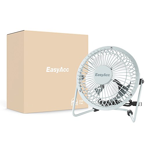 EasyAcc 4 Zoll Mini USB Ventilator desktop Lüfter Neigbar Für Den Schreibtisch Klein, Kompakt Und Kraftvoll, Mit An/Ausschalter –Weiß - 8