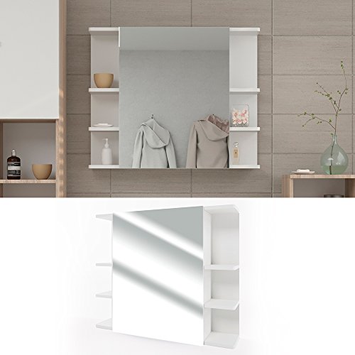Badezimmerspiegel Spiegel Hängespiegel Spiegelschrank Badezimmermöbel Badspiegel 80×64 cm Weiß - 2