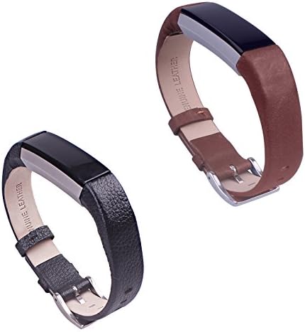 Fitbit Alta Accessory Bands Leather Bracelet Strap,Secure Adjustable Buckle Fastener For Fitbit Alta (Black+Tan, Fit (5.4"- 8.1"))