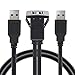 Produktbild CoURTerzsl Dual USB 3.0 Ports Auto Motorrad Boot Armaturenbrett Panel Mount Extension Cable, Schwarz