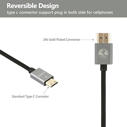 P&A Mini-HDMI Stecker (Typ C) zu HDMI Stecker (Typ A) Kabel 1m – Schwarz - 4