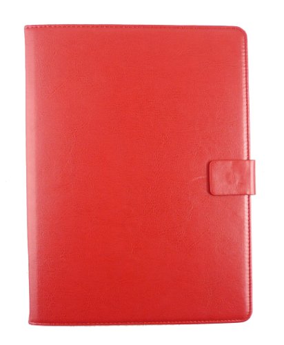 Emartbuy® Schwarz Eingabestift + Universalbereich Rot Multi Winkel Folio Executive Case Cover Wallet Hülle Schutzhülle mit Kartensteckplätze Geeignet für Trekstor SurfTab Breeze 7.0 Quad 7″ Zoll Tablet - 3