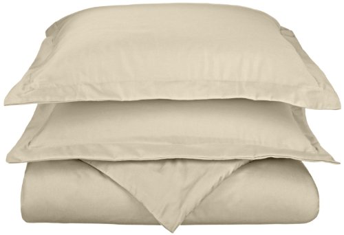 Superior 800 Thread Count Soft and Wrinkle Resistant 3-Piece Duvet Cover Set with Oxford Pillowcases, Cotton Blend, Double/King, Ivory