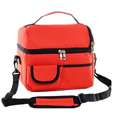 Cosanter 1 X Multifonctionnel Sac Isotherme Portable Sacs à Lunch Grande Capacité pour Transport de Nourriture Organiseur de Voyage-Rouge