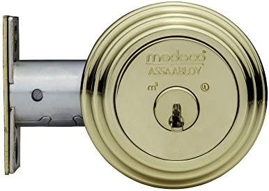 Medeco 11R502-05-1 Maxum Deadbolt, Single Cylinder, Polish Brass Finish, 2-3/4" Backset, 1-1/8" Faceplate